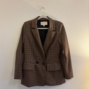 Promesa Women's Tan and Black Checkered Blazer